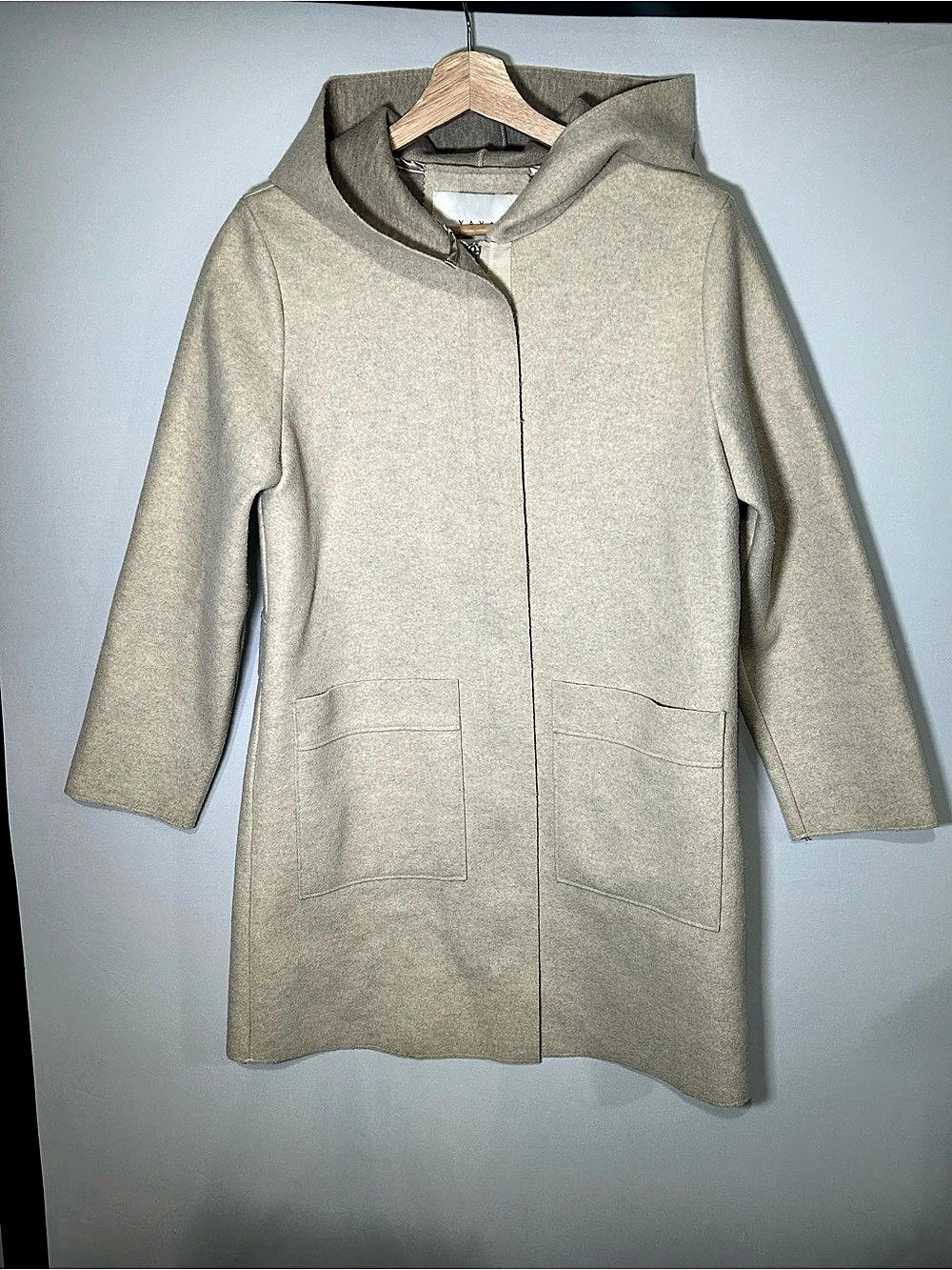 YAYA Oatmeal Hooded Zip Coat with Patch Pockets – EU 36/US Small - Picture 2 of 9